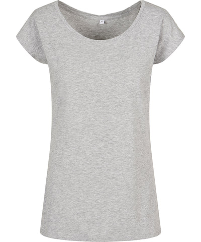 Womens wide neck tee | heather grey