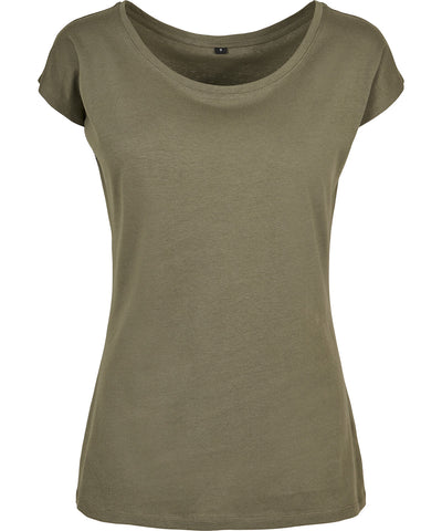 Womens wide neck tee | olive