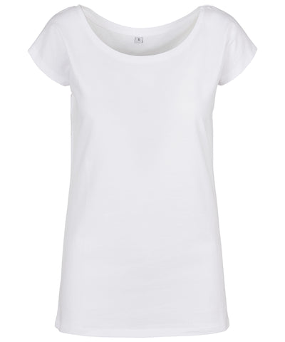 Womens wide neck tee | white