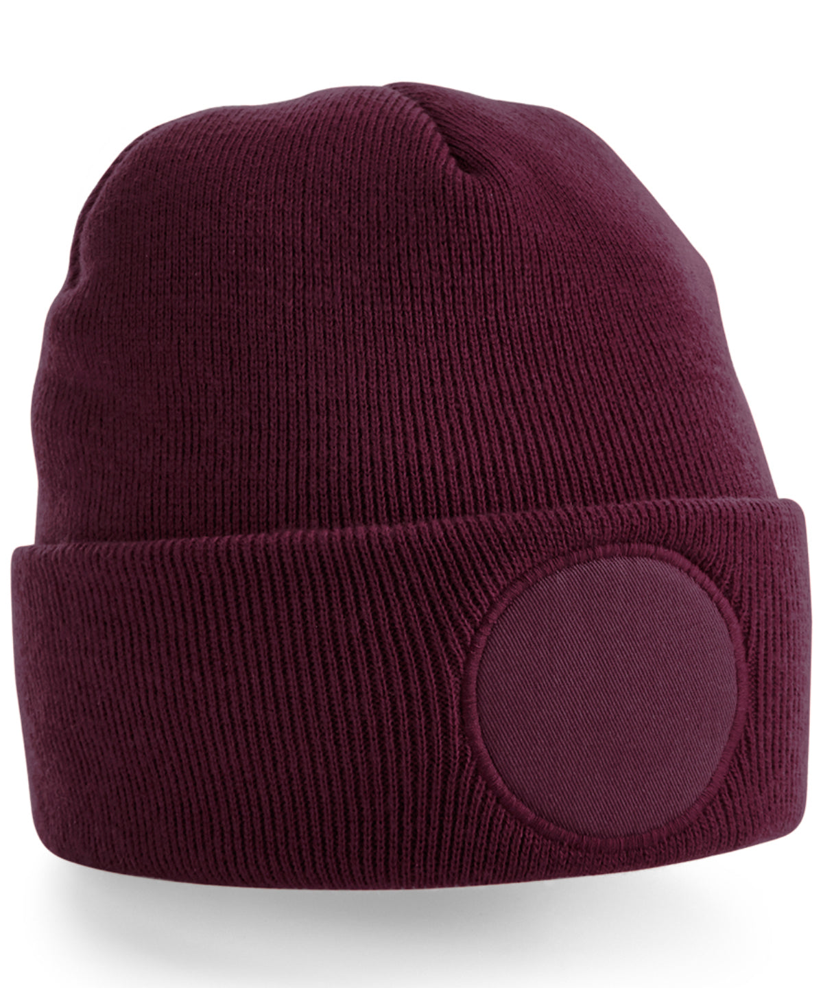 Circular patch beanie | burgundy
