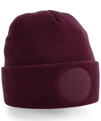 Circular patch beanie | burgundy