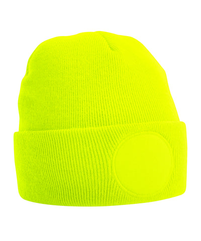 Circular patch beanie | fluorescent yellow