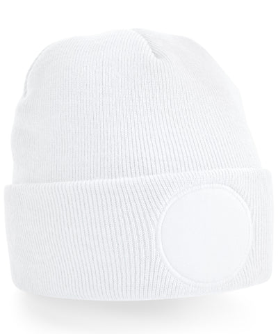 Circular patch beanie | white