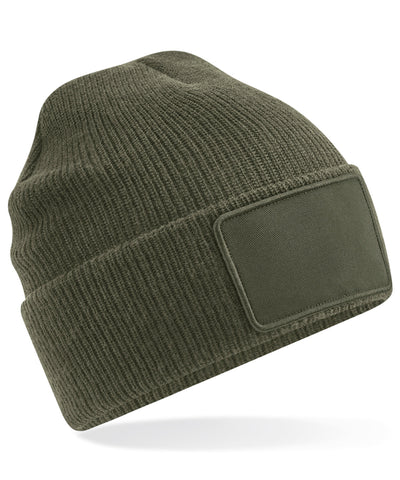 Removable patch Thinsulate beanie | military green