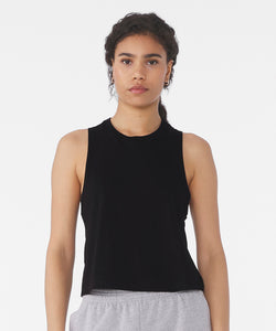 Womens racerback cropped tank | solid black blend
