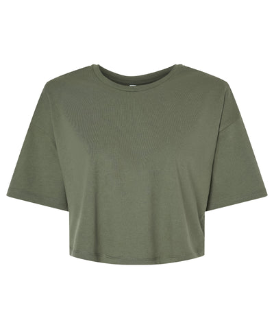 Womens Jersey crop tee | military green