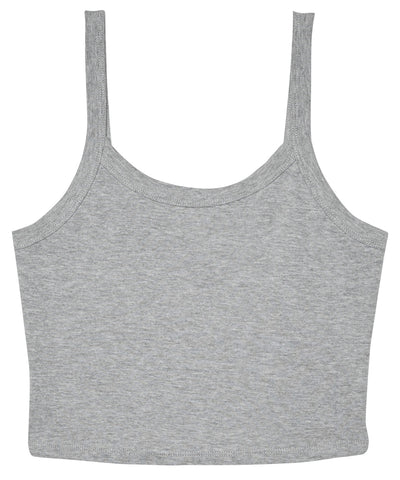 Womens micro rib spaghetti strap tank | athletic heather