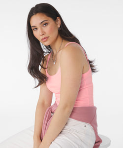 Womens micro rib spaghetti strap tank | solid black blend