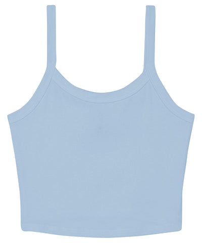 Womens micro rib spaghetti strap tank | solid baby blue blend