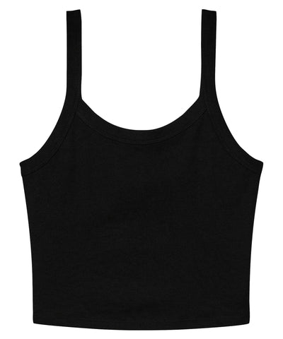 Womens micro rib spaghetti strap tank | solid black blend