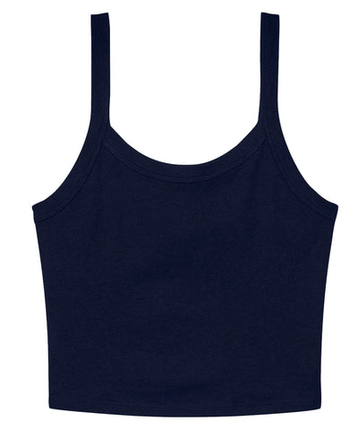 Womens micro rib spaghetti strap tank | solid navy blend