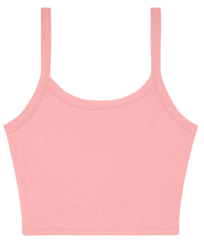 Womens micro rib spaghetti strap tank | solid pink blend