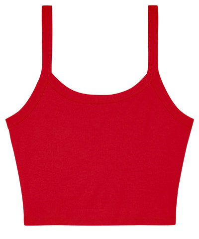 Womens micro rib spaghetti strap tank | solid red blend
