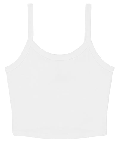 Womens micro rib spaghetti strap tank | solid white blend
