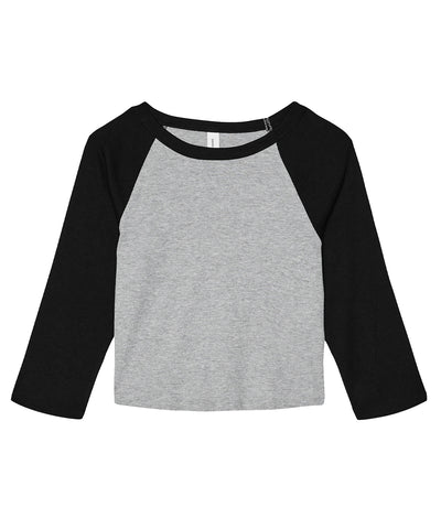Womens micro rib 3/4 raglan baby t-shirt | athletic heather/black