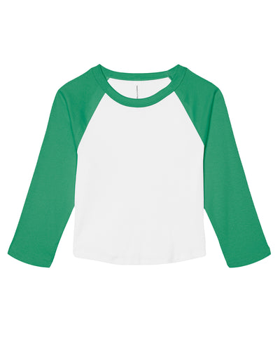 Womens micro rib 3/4 raglan baby t-shirt | white/kelly