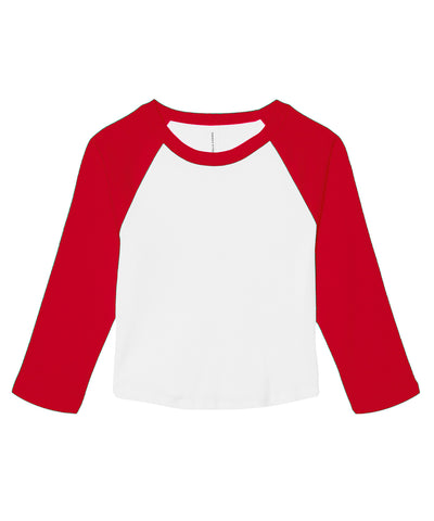 Womens micro rib 3/4 raglan baby t-shirt | white/red