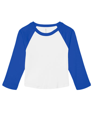 Womens micro rib 3/4 raglan baby t-shirt | white/true royal