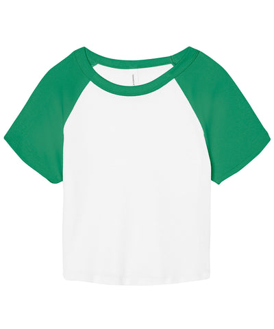 Womens micro rib raglan baby t-shirt | white/kelly