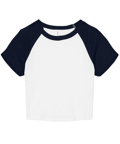 Womens micro rib raglan baby t-shirt | white/navy