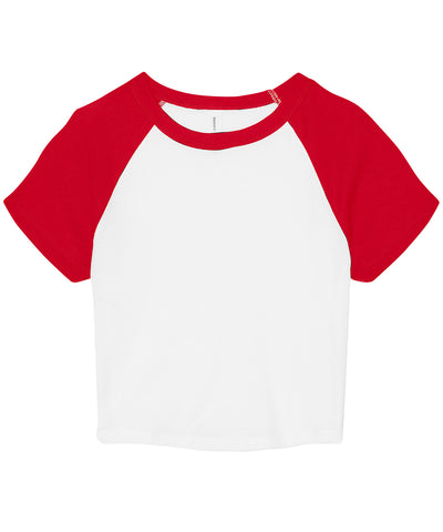 Womens micro rib raglan baby t-shirt | white/red