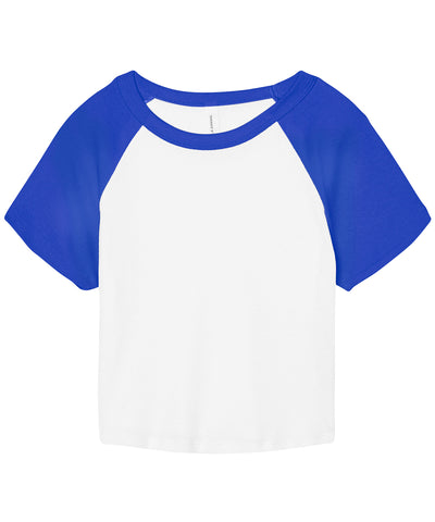 Womens micro rib raglan baby t-shirt | white/true royal