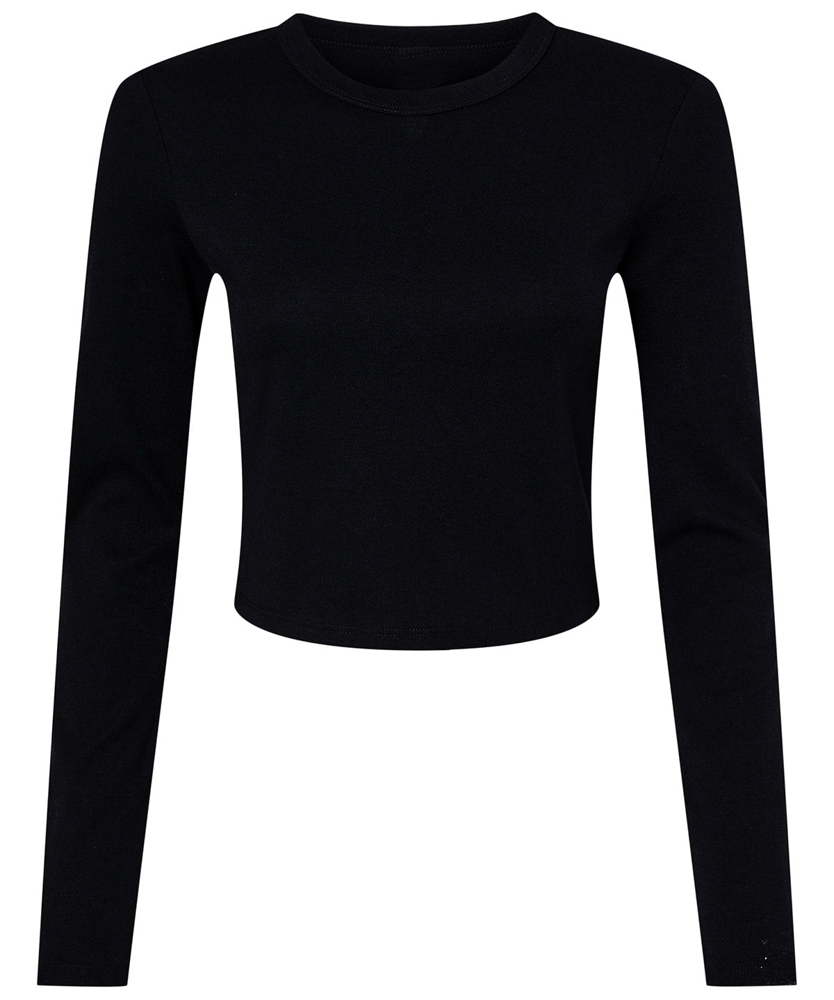 Womens micro rib long sleeve baby t-shirt | solid black blend