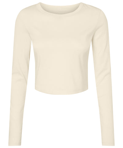 Womens micro rib long sleeve baby t-shirt | solid natural blend