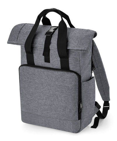 Recycled twin handle roll-top laptop backpack | grey marl