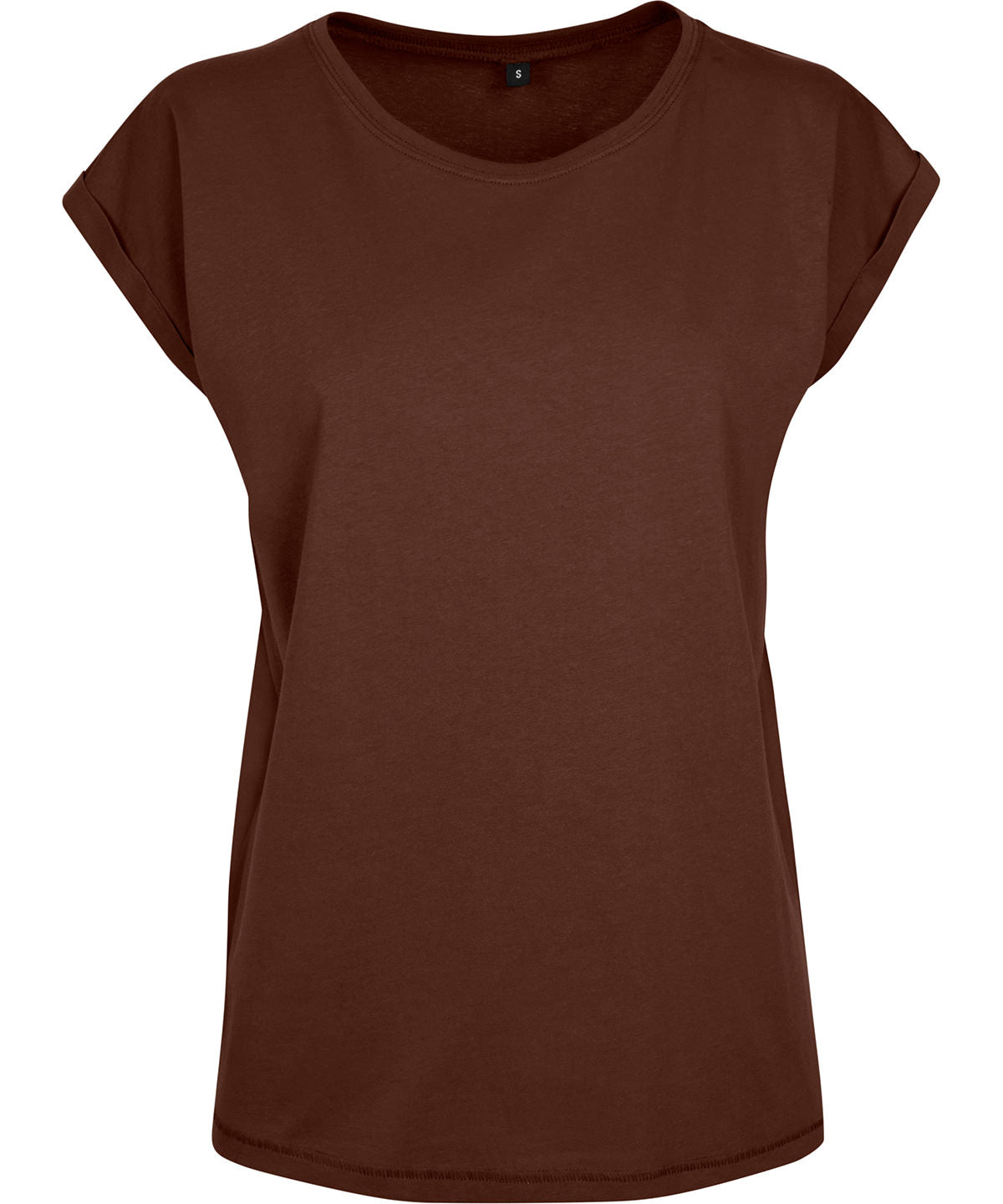 Womens extended shoulder tee | chocolate brown