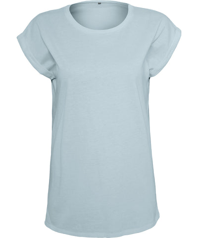 Womens extended shoulder tee | powder blue