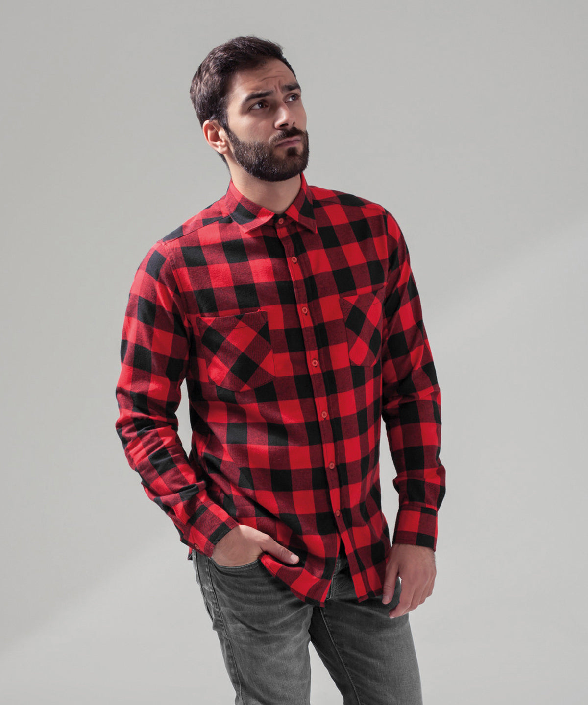 Checked flannel shirt | black/red
