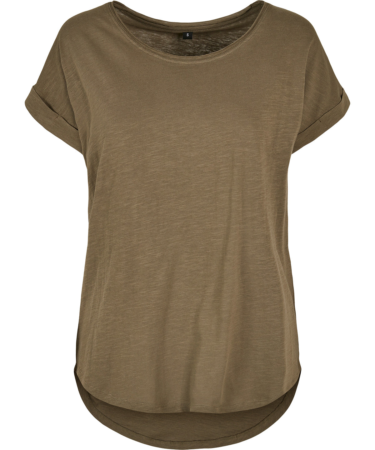Womens long slub tee | olive