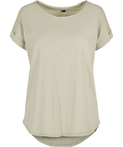 Womens long slub tee | soft salvia