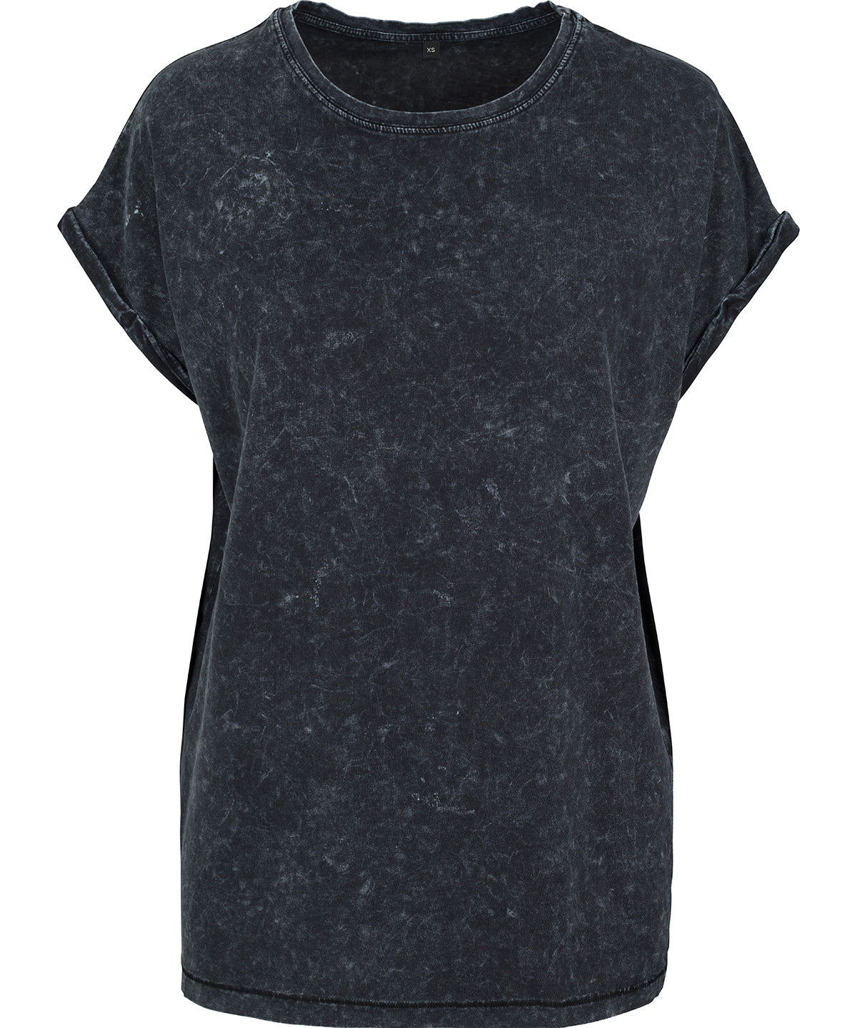 Womens acid washed extended shoulder tee | black