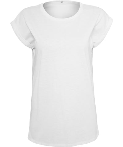 Womens organic extended shoulder tee | white
