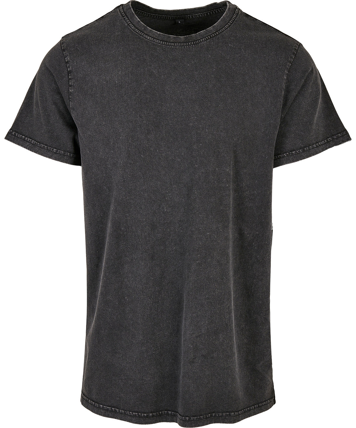 Acid washed round neck tee | black