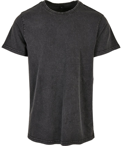 Acid washed round neck tee | black