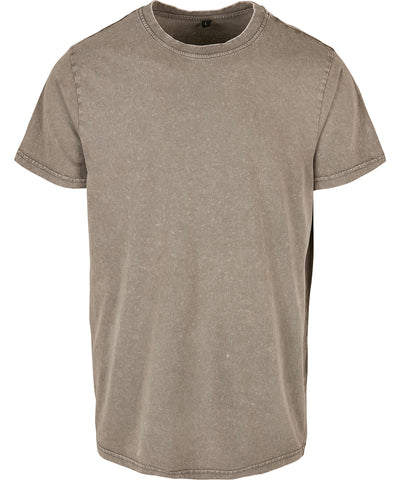 Acid washed round neck tee | dark khaki