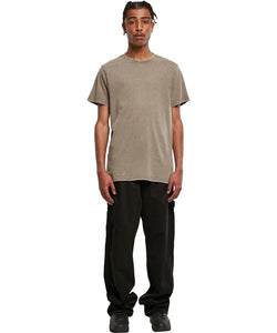 Acid washed round neck tee | black