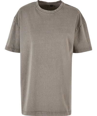 Womens oversized acid wash tee | asphalt