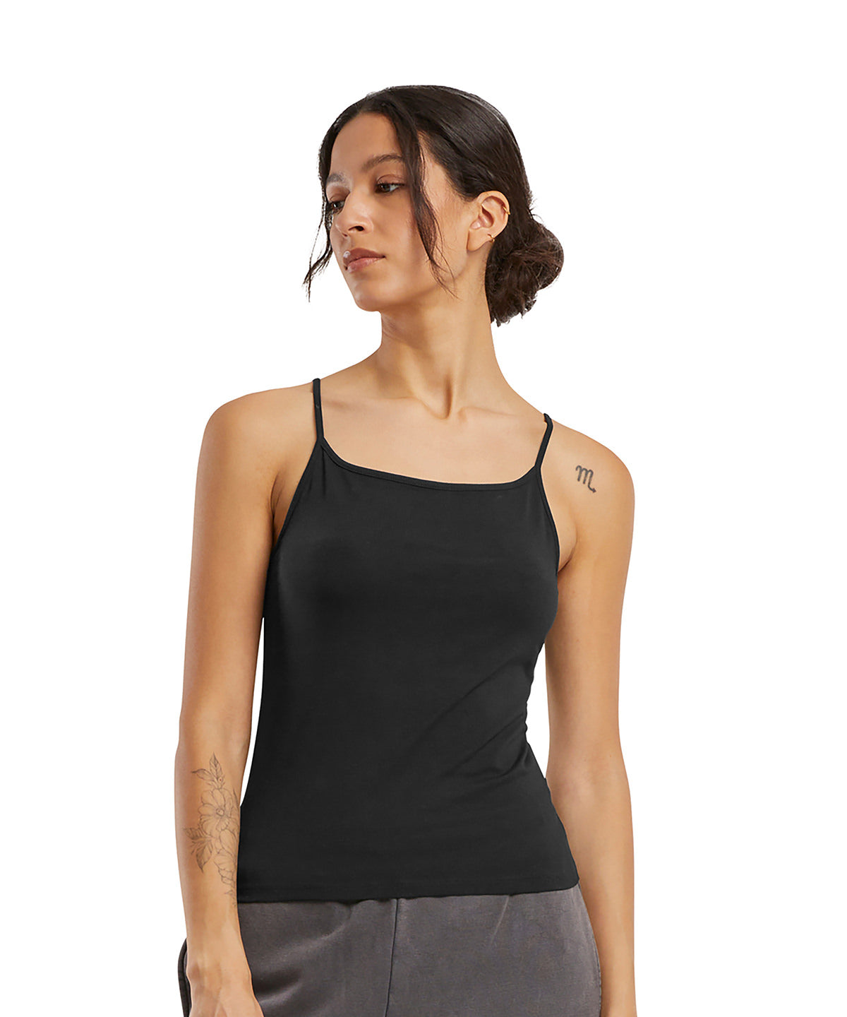 Womens stretch Jersey short slim top | black