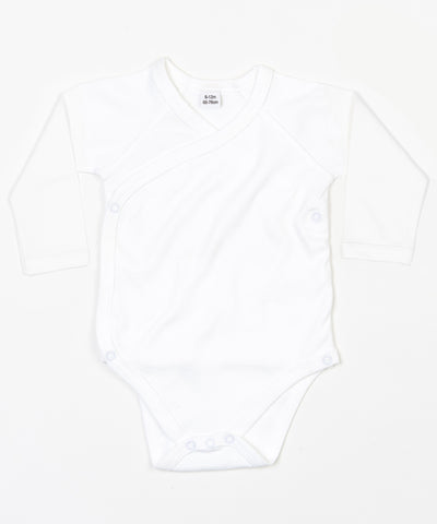 Baby long sleeve kimono bodysuit | white