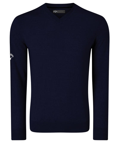 Ribbed v-neck Merino sweater | dark navy (peacoat navy)