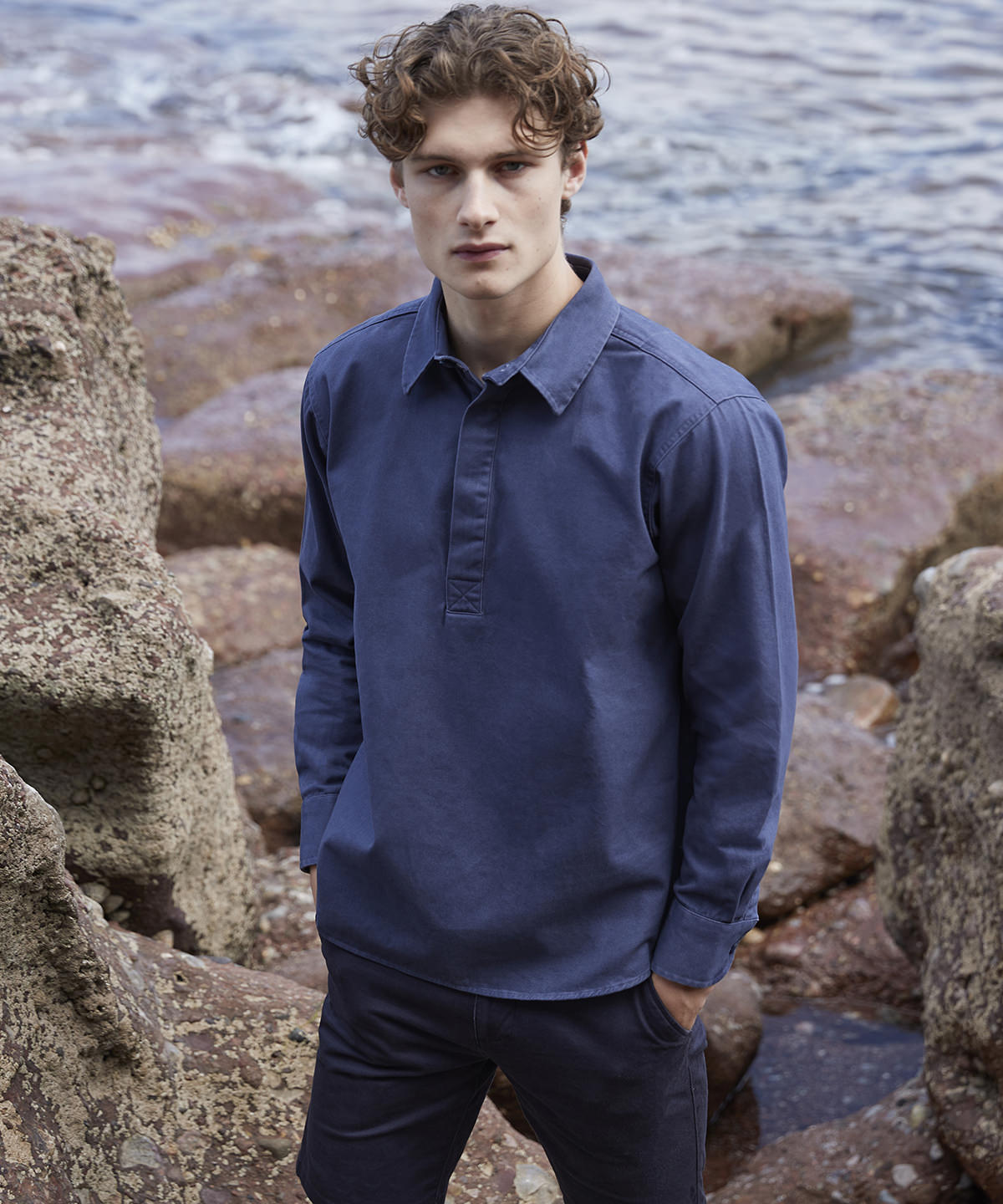 Pullover drill shirt | washed navy