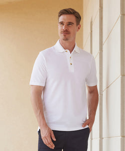 Classic cotton piqu polo with stand-up collar | black