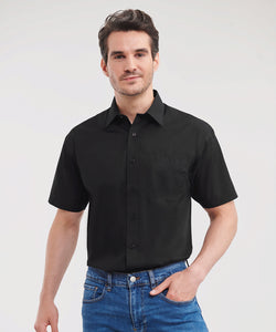 Short sleeve polycotton easycare poplin shirt | black