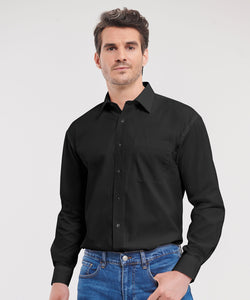 Long sleeve pure cotton easycare poplin shirt | black