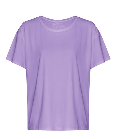 Womens open back T | digital lavender