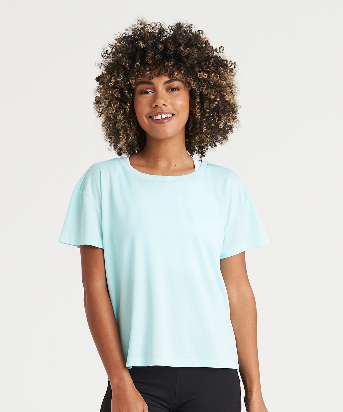 Womens open back T | jet black